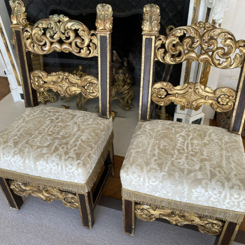 Baroque chairs and antique seats carefully cleaned