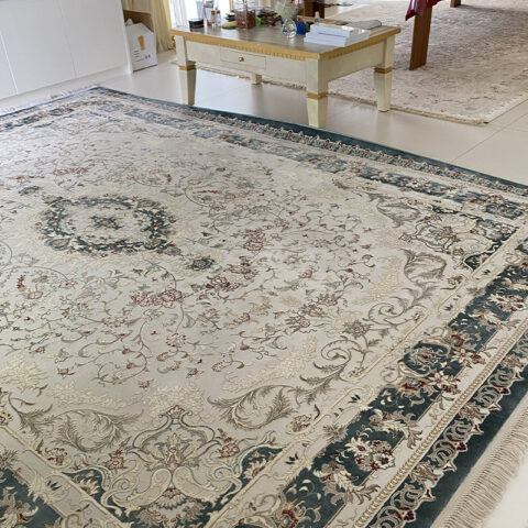 Large oriental rug deep cleaned on the French Riviera