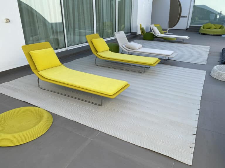 Sun loungers cleaned by the pool