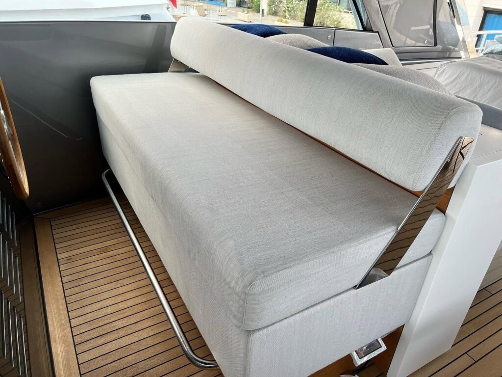 Yacht bench seat cleaned in Cap-d'Ail harbour